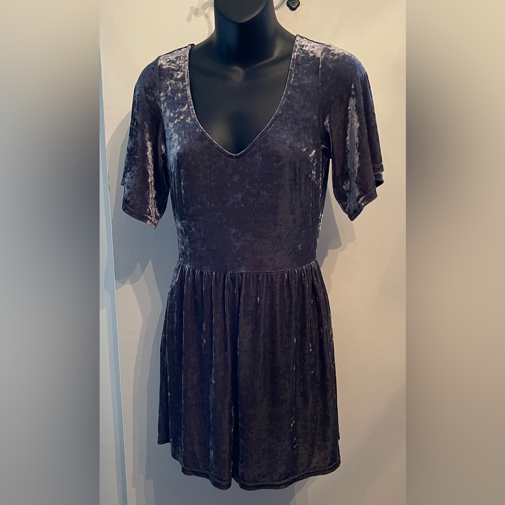 American Eagle Outfitters Soft & Sexy Romper Crushed Grey Velour Size Small